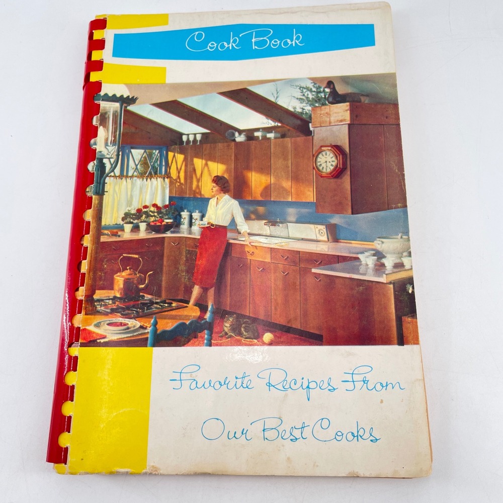 Vintage 1963 Sunshine Sewing Circle Cookbook Mid Century Kitchen Decor Grapics
